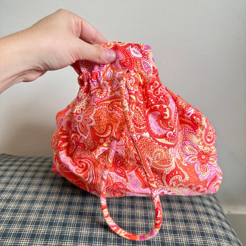 Vera Bradley Paisley Drawstring Travel Toiletry Pouch Size OS Pink Orange
